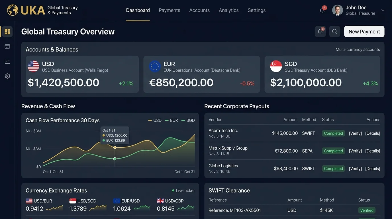 UKA Enterprise Treasury and Payments Dashboard Platform